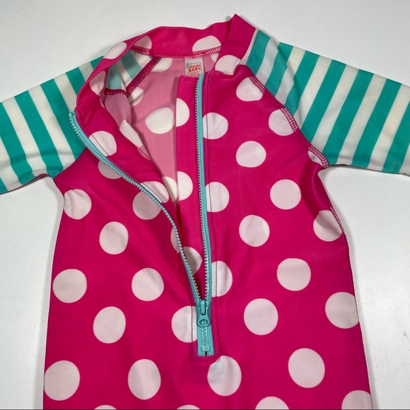 NWOT Giggle Baby Polka Dot & Stripes One Piece Rashguard Size 12-18M - Picture 5 of 8